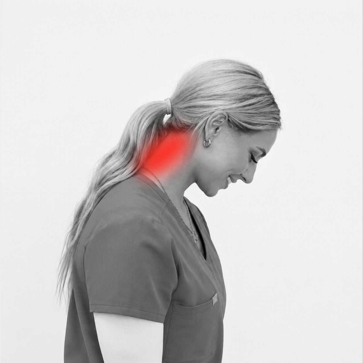 Traditional loupes posture with neck strain